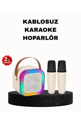 Hafk HFK-MMEYTDXUCZZZ2MKROFONLUSPEAKER-2 Mey İthalat® Karaoke Hoparlör Taşınabilir Çift Mikrofonlu Ve Led Işıklı Bluetooth 5.0