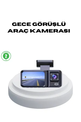 Hafk HFK-MMEYTDXUCZZZDVR1ARAKAMERASI-2 Mey İthalat® 170° Geniş Açılı 3 Kameralı Araç İçi Kayıt Cihazı Gece Görüşlü