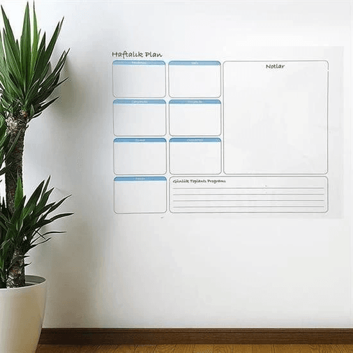 Haftalık Planlayıcı Manyetik Duvar Stickerı Takvim 56 cm x 70 cm