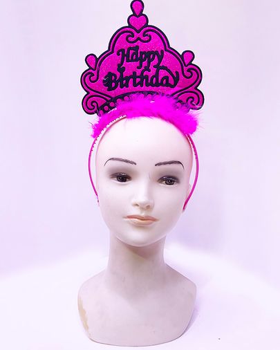 Happy Birthday Neon Fuşya Taç