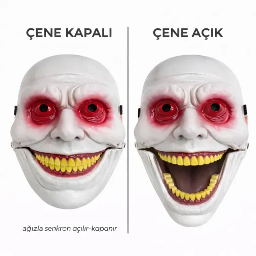 Hareketli Çene Mekanizmalı Korku Maskesi Kırmızı (4745)