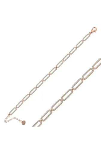 Harem Altın BR11002265 Gümüş Rose Oval Taşlı Bileklik