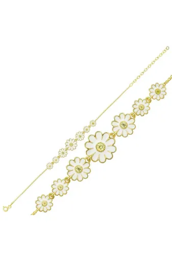 Harem Altın BR11002450 Gümüş Gold Sıralı Papatya Bileklik
