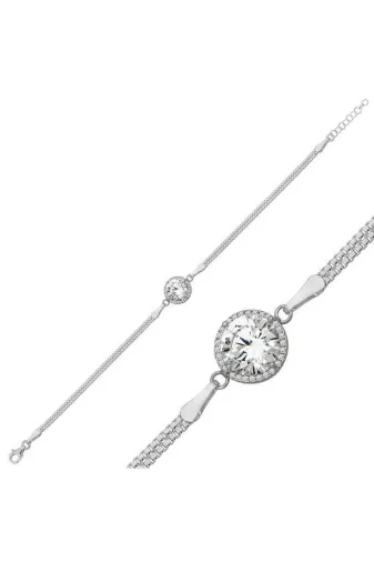 Harem Altın BR11002494 Gümüş Tektaş Bileklik