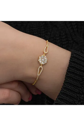 Harem Altın BR11005023 Gümüş Gold Baget Taşlı Kadın Bileklik