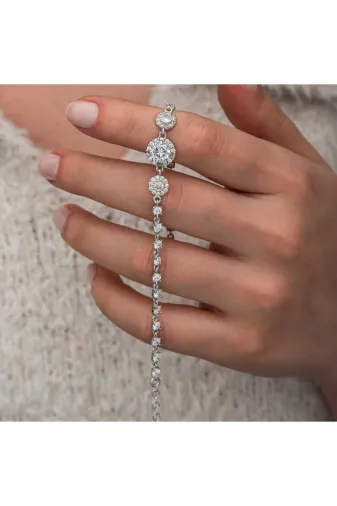 Harem Altın BR11005140 Gümüş Zirkon Taşlı Yuvarlak Kadın Bileklik