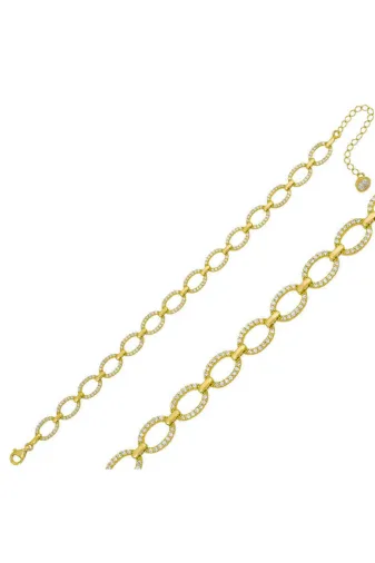 Harem Altın PT11002280 Gümüş Gold Oval Taşlı Bileklik