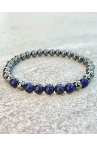 Haremi PRA-8885560-965925 Lapis - Hematit Doğal Taş Bileklik 6 Mm