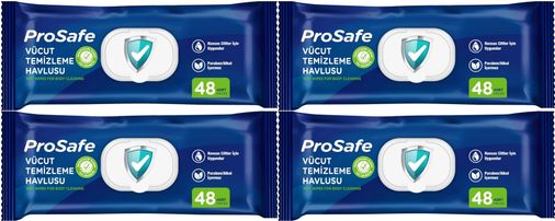 Hasta Vücut Temizleme Islak Mendil Havlu 48 Yaprak XL 4 Lü Set Plastik Kapak
