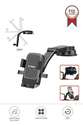 hDbZg1AW0T Torima Jx-053 Siyah Araç İçi Vantuzlu 360 Derece Telefon Tutucu
