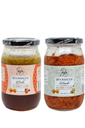 Hefa şifa bahçesi BALLI VE ZEYTİNYAĞLI KUDRET NARI Kudret Narı Ballı Ve Zeytinyağlı 2'li % Doğal 350 Ml