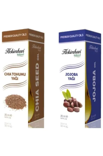 Hekimhan Chıa jojoba yağ Chıa Tohumu Yağı 20 Ml Ve Jojoba Yağı 20 Ml Avantaj Paketi