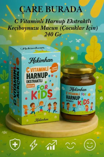 Hekimhan EKSTRAKTLI C Vitaminli Harnuplu Keçiboynuzu Macunu (For Kids) 240 Gr
