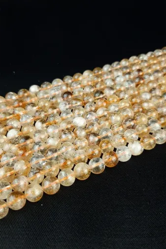Helsinki Accessories TYC00438965452 Turuncu Tonlu Sitrin Doğal Taş 8 Mm 1 Dizi Helsinki