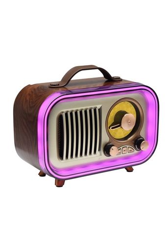 HELSINKI Nostaljik Radyo Retro Şarjlı Işıklı Bluetooth Hoparlör Usb Sd Card Ahşap Görünümlü Nostaljik Radyo Hs-124