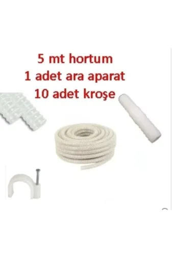 H&G ETİCARET HG0338 Topalak Boya Hırdavat Klima Su Tahliye Hortumu 5 Metre Ek Parça 10 Adet Kroşe Ek Parça