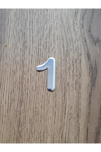 Hırdavat GEN104-1 Metal Krom Kendinden Yapışkanlı Kapı Numarası No1 4.2 Cm
