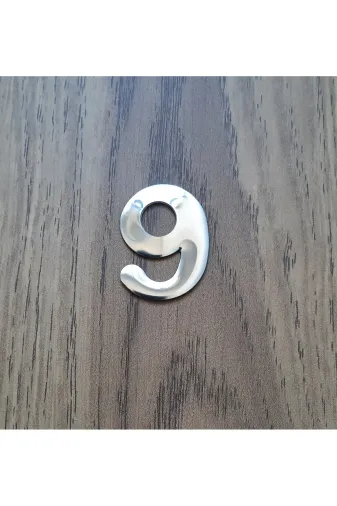 Hırdavat GEN104-9 4.2 Cm Metal Krom Kendinden Yapışkanlı Kapı Numarası No9