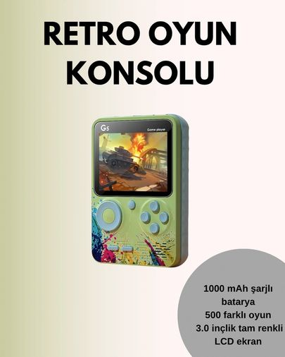 Hobibahçem 122473913 Mey İthalat Tv Bağlantılı 500 Oyunlu Mini Gameboy Konsol Çok Renkli