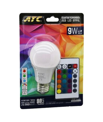Hobibahçem BZTHTK000337-BLN Atc 9W Kumandalı Beyaz+Rgb Led Ampul