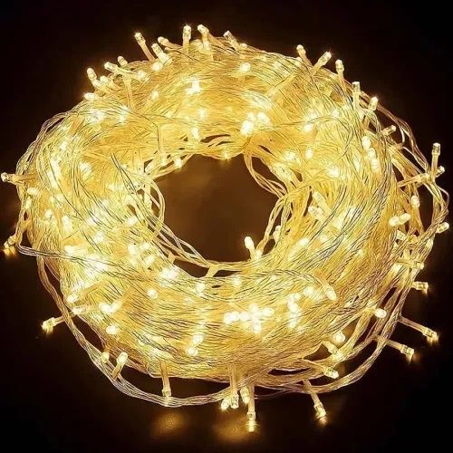Hobibahçem MEY02562741426090-BLMY Mey İthalat 10M 60 Led Pilli 2 Kademeli Gün Işığı Şeffaf Kablo Çok Renkli