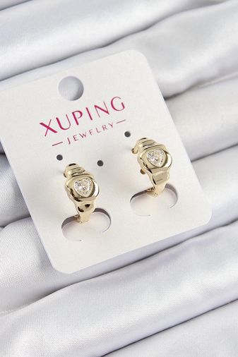 Hobibahçem MEYEB68650e851baf331c590e8ae5-BLMY Mey İthalat Xuping Zirkon Taşlı Kalp Model Gold Renk Kadın Küpe Çok Renkli