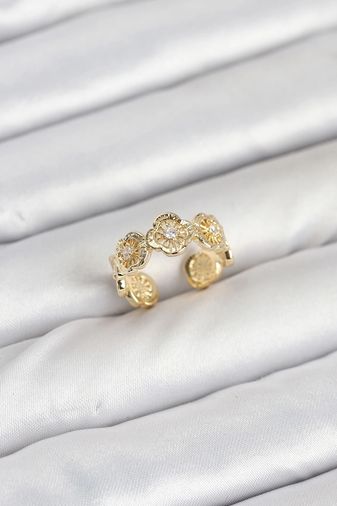 Hobibahçem MEYEB68d13d4162b83fb16d04963a-BLMY Mey İthalat Pirinç Gold Renk Yonca Model Kadın Yüzük Çok Renkli