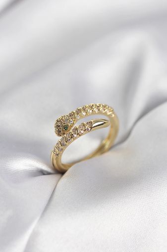 Hobibahçem MEYEB698dad0635a8d54a6404d832-BLMY Mey İthalat Yılan Model Gold Renk Zirkon Taşlı Kadın Yüzük Çok Renkli 46603910