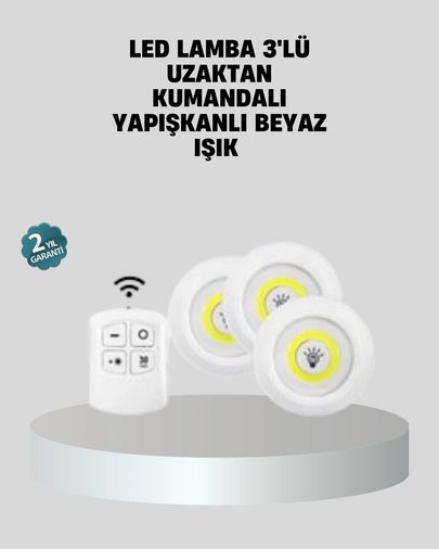 Hobibahçem MEYTDUCZ3LÜLAMBA-4-BLMY Mey İthalat Uzaktan Kumandalı 3 Lü Ayarlanabilir Spot Led Işık Seti Çok Renkli