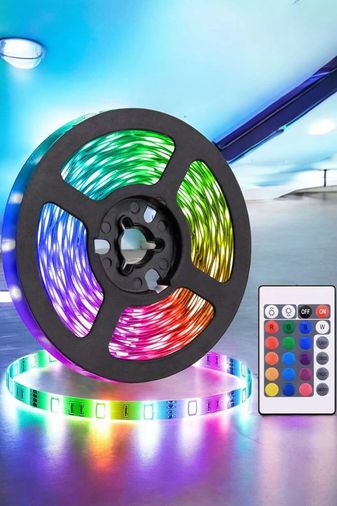 Hobibahçem MEYTDUCZ5MŞERİTLED1-BLMY Mey İthalat 5 Metre Şerit Led Rgb Işıklı Kumandalı Güç Adaptörü Her Ortama Uygun Çok Renkli 45266877