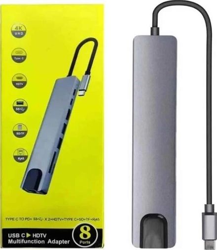 Hobibahçem MEYTDUCZMACBOOKÇEVİRİCİ1-BLMY Mey İthalat Macbook Pro/air Uyumlu Usb Type-C 8 In 1 Hub Dönüştürücü Çevirici Çoklayıcı Usb Hdmı Micro Sd 8 Girişli