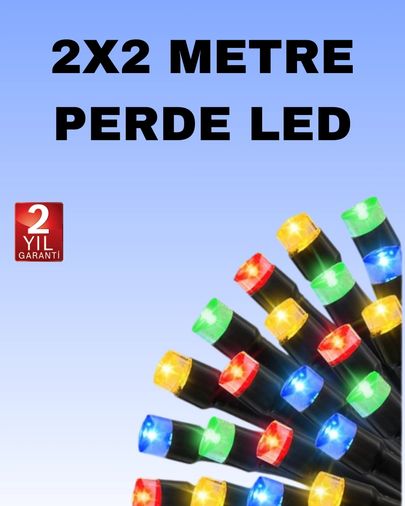 Hobibahçem MEYTDUCZZZ2X2PERDELED-2-BLMY Mey İthalat Noel Ve Parti Dekorasyonu İçin 2X2 Led Perde Işık 8 Fonksiyonlu Çok Renkli
