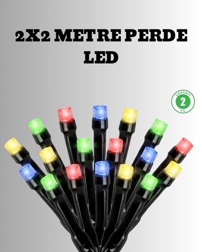 Hobibahçem MEYTDUCZZZ2X2PERDELED-BLMY Mey İthalat 2X2 Metre Pil İle Çalışan Perde Led Işık 8 Modlu Dekoratif Çok Renkli
