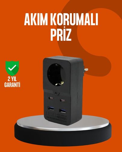 Hobibahçem MEYTDUCZZZ3438PRİZ-BLMY Mey İthalat Akım Korumalı Priz 4 Usb Type C Destekli Yüksek Isı Dayanımlı 0-2