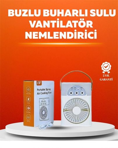 Hobibahçem MEYTDUCZZZF9FAN-3-BLMY Mey İthalat Mini Usb Klima Fan 3 Kademeli Spreyli Hava Soğutucu, Taşınabilir