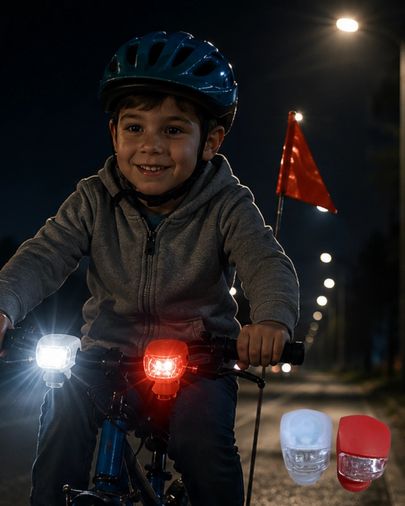 Hobibahçem MEYTDUCZZZK3781BİSİKLETIŞIĞI-1-BLMY Mey İthalat Bisiklet Ön Arka Işık Seti Silikon Çakar Led Güvenlik Lambası Çok Renkli