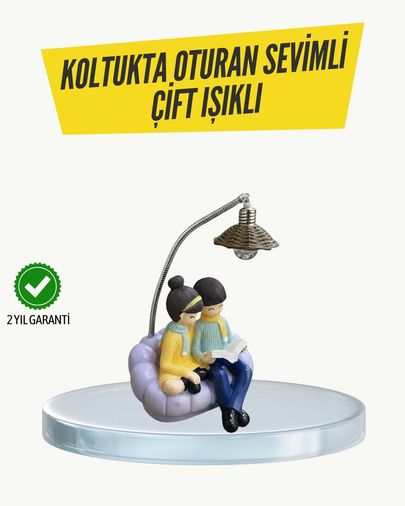 Hobibahçem MEYTDUCZZZKOLTUKÇİFTIŞIK-4-BLMY Mey İthalat Okuyan Çift Figürlü Dekoratif Gece Lambası Hediye Seçeneği Çok Renkli