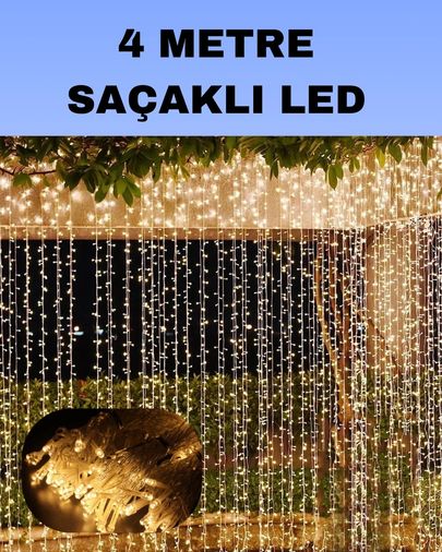 Hobibahçem MEYTDUCZZZKSAÇAKLI4METREPERDELED-2-BLMY Mey İthalat 4 Metre Icicle Şelale Led Perde Işık Sarı Aydınlatma Çok Renkli