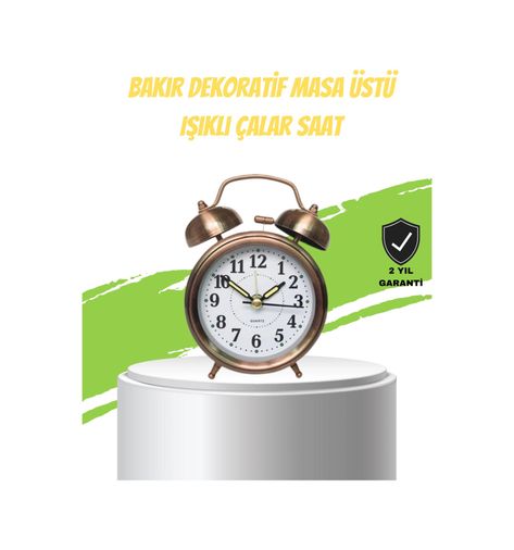 Hobibahçem MEYTDUCZZZKURMALISAATBRONZ-BLMY Mey İthalat Nostaljik Bronz Metal Alarmlı Masa Saati Büyük Boy Dekoratif Ve Şık Tasarım Çok Renkli