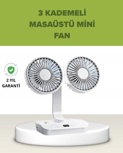 Hobibahçem MEYTDUCZZZSP01FAN-BLMY Mey İthalat Çift Kafalı Masaüstü Ve Duvar Tipi Sessiz Usb Şarjlı Fan