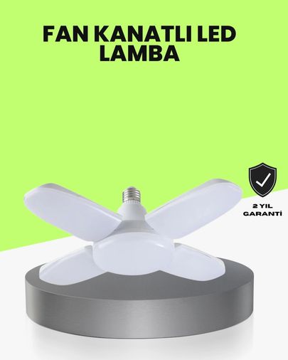 Hobibahçem MEYTDUCZZZVM60LEDAMPÜL-1-BLMY Mey İthalat Katlanabilir 4 Kollu Led Ampül 60 Watt 6000 Lumen Beyaz Işık Çok Renkli