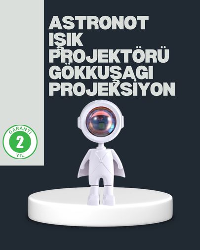Hobibahçem MEYTDXUCZGÜNBATIMIPROJEKTÖRRR-BLMY Mey İthalat Astronot Tasarımlı Gün Batımı Efektli Şarjlı Led Lamba Çok Renkli