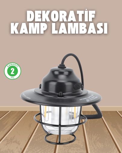 Hobibahçem MEYTDXUCZHS67KAMPLAMBA-5-BLMY Mey İthalat Dekoratif Ve Fonksiyonel Taşınabilir Kamp Gece Lambası