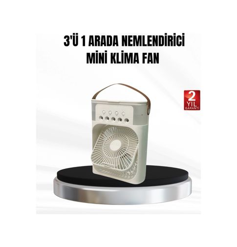 Hobibahçem MEYTDXUCZZZF9FAN-1-BLMY Mey İthalat 3 Ü 1 Arada Mini Klima Fan Usb Şarjlı, 7 Renk Gece Lambalı Ve Nemlendirici