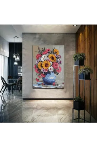 HOMEARTHS ÇİÇEKTEMALITABLO000 Çiçek Temalı Dekoratif Duvar Tablosu