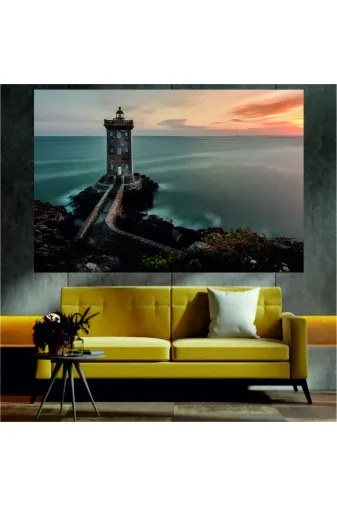 HOMEARTHS HASDT047 Deniz Feneri Manzaralı Dekoratif Duvar Tablosu