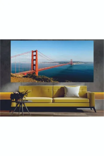 HOMEARTHS HASDT050 Golden Gate Köprüsü Manzaralı Dekoratif Duvar Tablosu