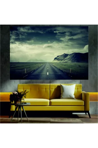 HOMEARTHS HASDT057 Dağ Ve Yol Manzaralı Dekoratif Duvar Tablosu