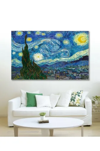 HOMEARTHS HOMEARTHSKANVASTABLO0039 Van Gogh Yıldızlı Gece Duvar Hd Baskı Kanvas Tablo Hd Dijital Baskı Yatay Kanvas Tablo 564325