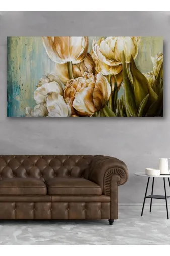 HOMEARTHS kanvastablolale001 Lale Bahçesi Kanvas Tablo 60X120